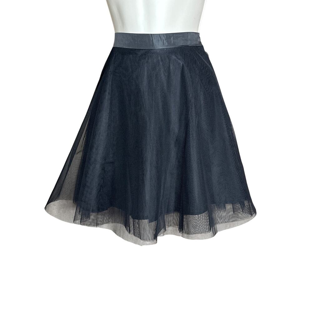 Tulip B Unique Vintage Black Mesh A-Line Mini Skirt L NWT